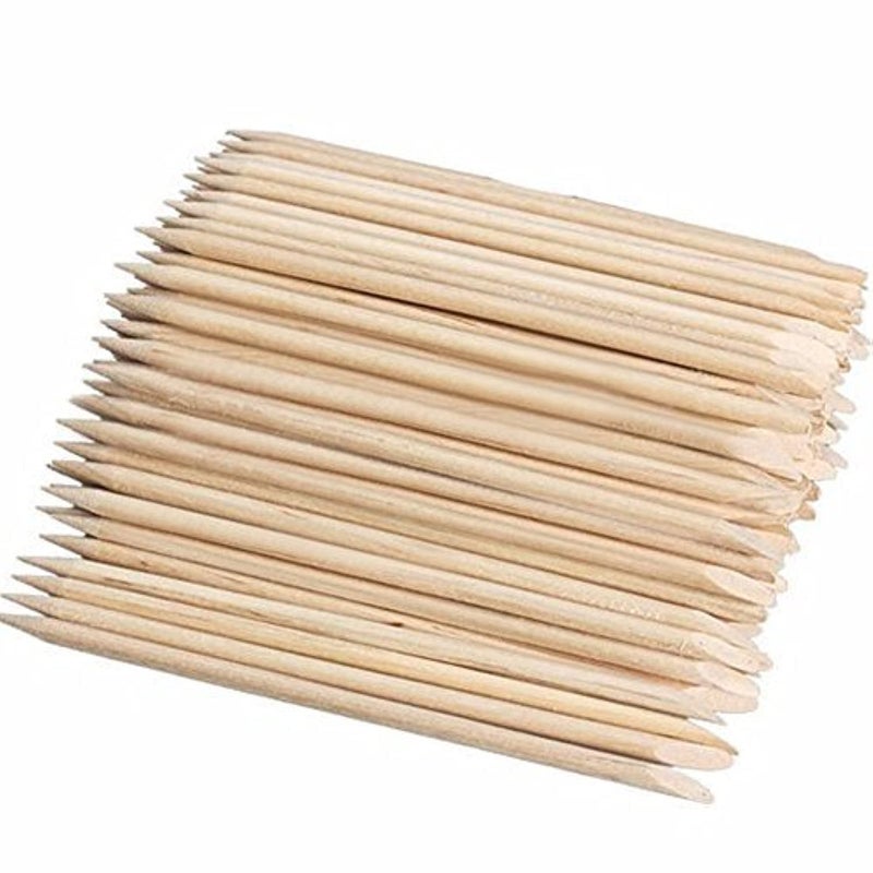 Wooden Nail Art Cuticle Pusher (100 Pieces, Orange)