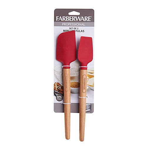 Farberware Professional Heat Resistant Silicone Spatula with Wood Handle-Safe for Non-Stick Cookware  Set of 2  Red - Image 5