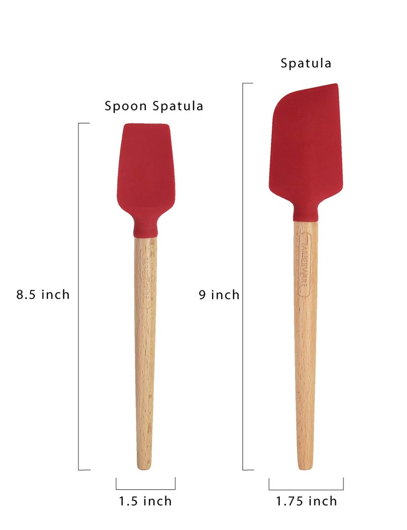 Farberware Professional Heat Resistant Silicone Spatula with Wood Handle-Safe for Non-Stick Cookware  Set of 2  Red - Image 4