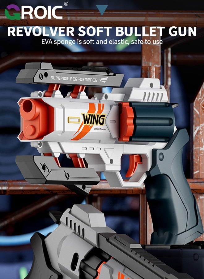 GROIC Soft Bullet Gun Toy Revolver Gun, Revolver Gun with 12 PCS Soft Foam , Blaster Ejecting Toy Gun Pistol，Action Toy Gun, Shooting Games Play Toys Revolver Gun Cool Kids' Education Pistol Toy  - Image 2