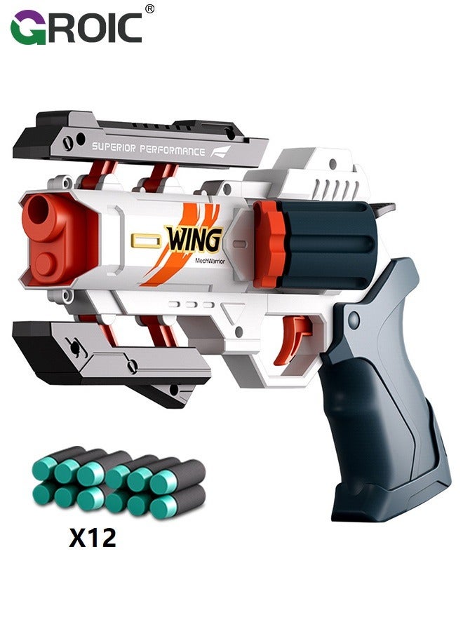GROIC Soft Bullet Gun Toy Revolver Gun, Revolver Gun with 12 PCS Soft Foam , Blaster Ejecting Toy Gun Pistol，Action Toy Gun, Shooting Games Play Toys Revolver Gun Cool Kids' Education Pistol Toy  - Image 1