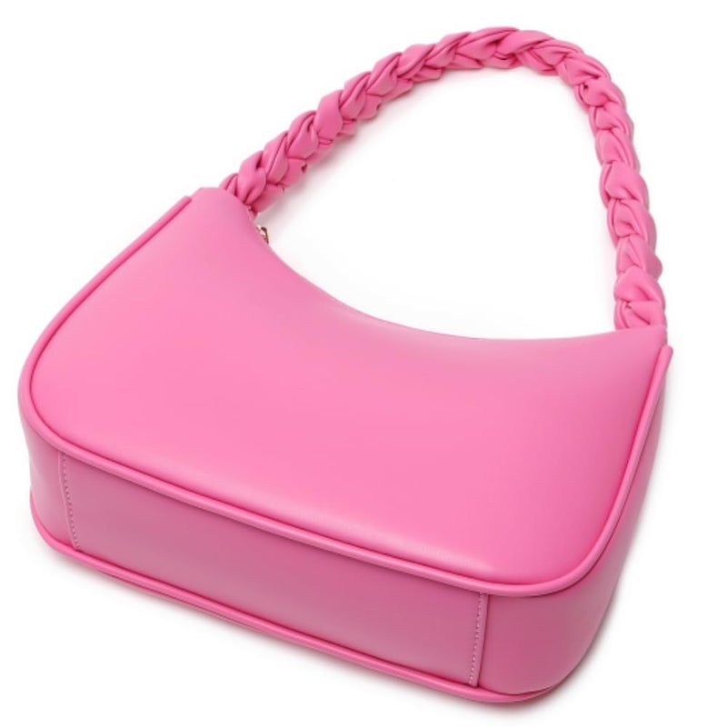 CYHTWSDJ Shoulder Bags for Women, Cute Hobo Tote Handbag Mini Clutch Purse with Zipper Closure (Braid Pink) - Image 5