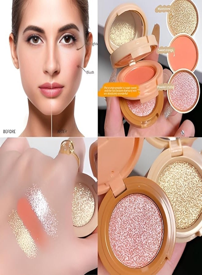 GLAMGUID مجموعة GLAMGUID 3 في 1 لأحمر الخدود والهايلايتر مع علبة صغيرة مدمجة | علبة صغيرة لأحمر الخدود والهايلايتر مناسبة للسفر (اللون -1) - Image 2