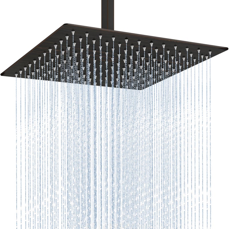 Midanya Rain Shower Head Stainless Steel Large Rainfall Shower Head High Pressure Bathroom Waterfall Square Showerhead Ceiling or Wall Mount OilRubbed Bronze 12 Inch