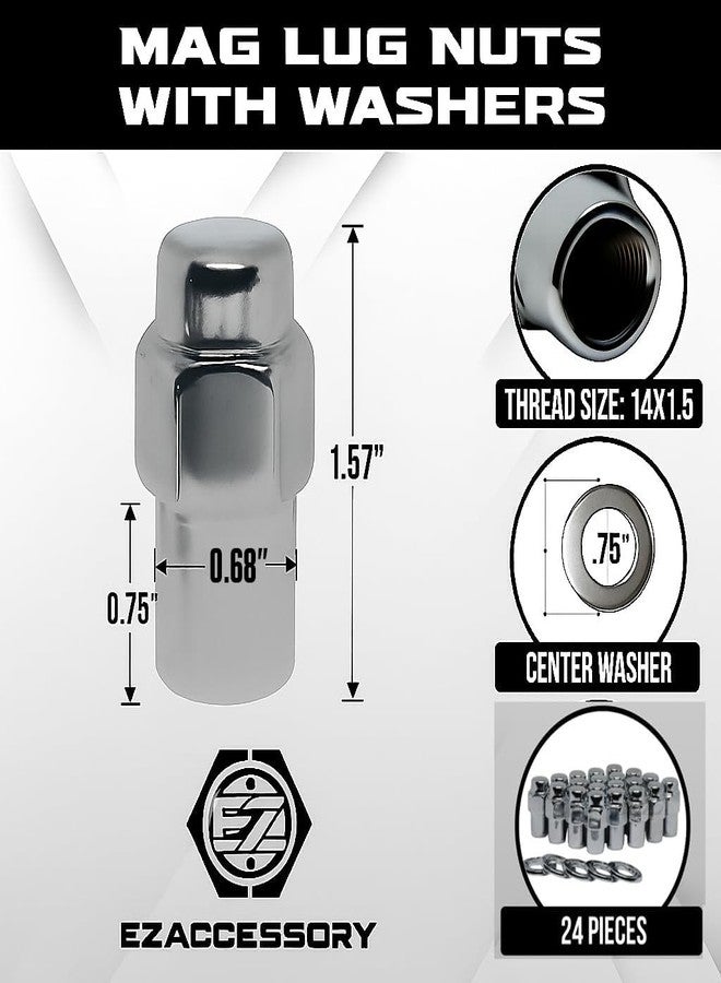 ezaccessory Cragar Standard Mag Lug Nut 14mmx1.5 with Duplex Washer Pack of 24 8209-779 - Image 2