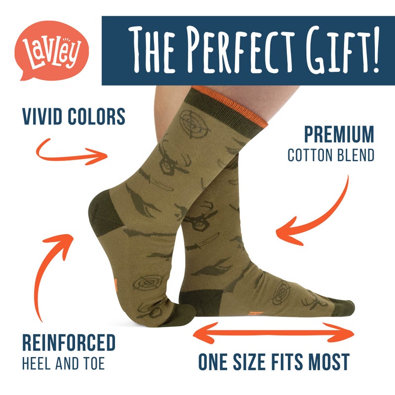 Lavley I'd Rather Be Hunting - Novelty Socks, Funny Fishing and Hunting Socks for Men, Comfortable Cotton Blend, Fun & Crazy Boot Style, Funny Gift for Men Size 6-13 - Image 4