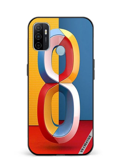 Protective Case Cover For Oppo A53 Number 8 Design Multicolour