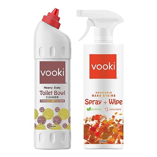 Vooki Heavy Duty Toilet Bowl Cleaner Fumeless Deep Action liquid & Hard Stains Spray and Wipe for Toughest House Hold Stains - 500 ml Each For Home and Commercial Use (Combo Pack of 2) - Image 1