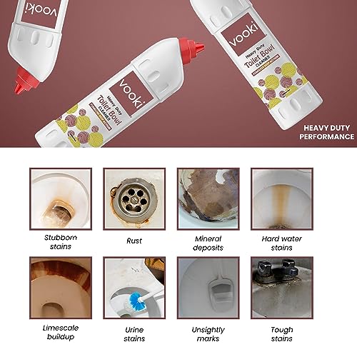 Vooki Heavy Duty Toilet Bowl Cleaner Fumeless Deep Action liquid & Hard Stains Spray and Wipe for Toughest House Hold Stains - 500 ml Each For Home and Commercial Use (Combo Pack of 2) - Image 3