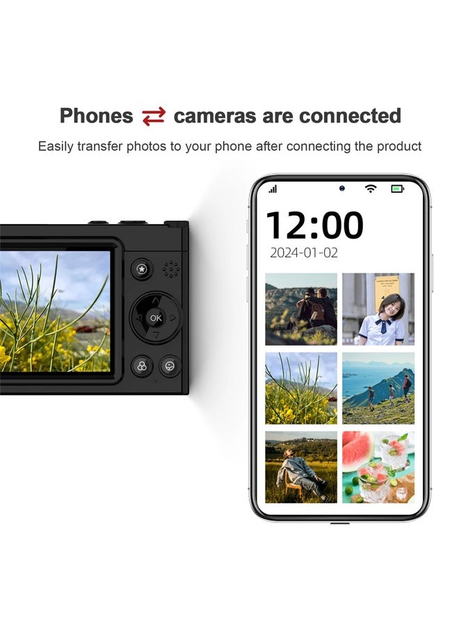 Generic - 64MP Digital Camera for Photography and Video, 4K Vlogging Camera for YouTube with IPS Screen, 28X Digital Zoom Digital Camera for Gift, Compact Anti Shake Vlogging Camera for Live Streaming Travel Photography High Definition Display Student Compact Camera，With 64GB SD card - Image 1