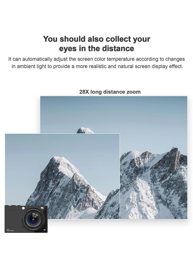 Generic - 64MP Digital Camera for Photography and Video, 4K Vlogging Camera for YouTube with IPS Screen, 28X Digital Zoom Digital Camera for Gift, Compact Anti Shake Vlogging Camera for Live Streaming Travel Photography High Definition Display Student Compact Camera，With 64GB SD card - Image 1