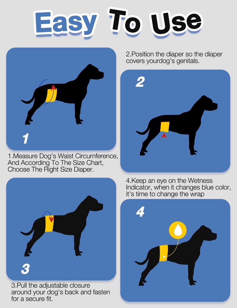 Dono Disposable Male Dog Diapers, Super Absorbent Male Dog Wraps for Small to Large Dogs, 360Â° Leak-Proof with Wetness Indicator,M,48PCS - Image 5