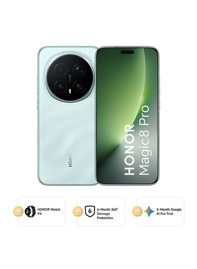 هونور Magic 8 Pro Dual SIM 5G Sky Cyan 12GB RAM 512GB With Free Watch Fit, 6 Month 360° Damage Protection Insurance and 3 Month Google AI Pro Trial - Middle East Version - Image 1