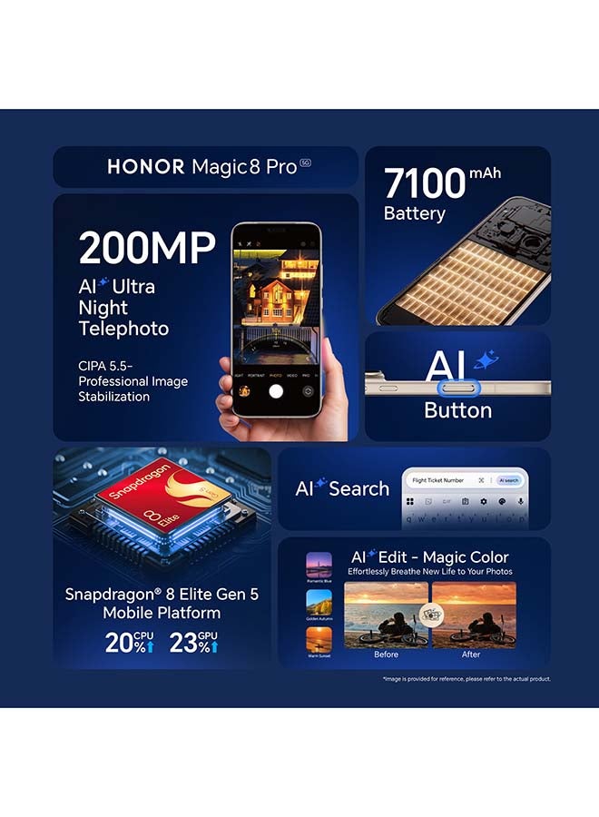 هونور Magic 8 Pro Dual SIM 5G Sky Cyan 12GB RAM 512GB With Free Watch Fit, 6 Month 360° Damage Protection Insurance and 3 Month Google AI Pro Trial - Middle East Version - Image 5