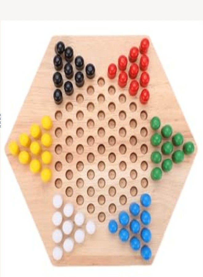 Little Mind KNK WoodenChina Checkers & Peg Board Game | Montessori Color Sorting Strategy Toy | Cognitive Skill Development | Educational Learning Game for Kids 3+ Years - Image 1