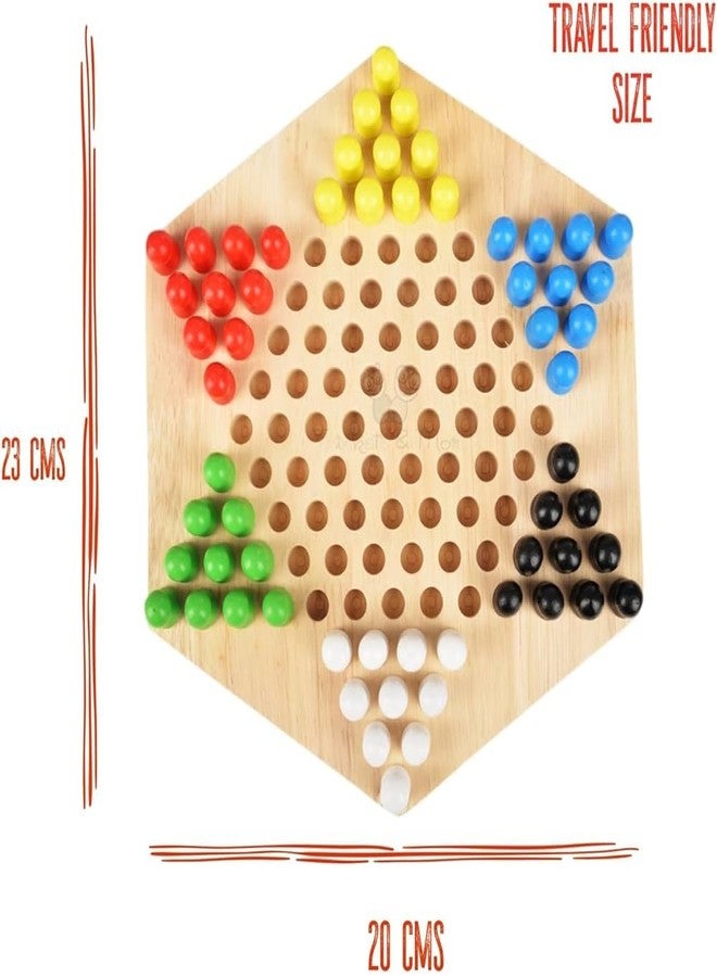 Little Mind KNK WoodenChina Checkers & Peg Board Game | Montessori Color Sorting Strategy Toy | Cognitive Skill Development | Educational Learning Game for Kids 3+ Years - Image 2