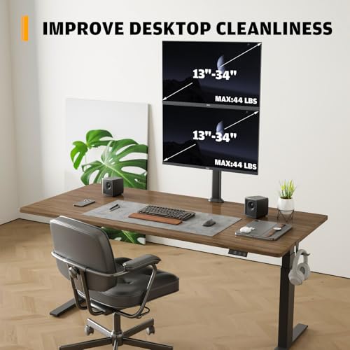 HEMUDU Dual Monitor Articulating Desk Mount Arm Stand - Vertical Stack Screen Supports Two 13 to 34 Inch Computer Monitors with C Clamp - Image 5