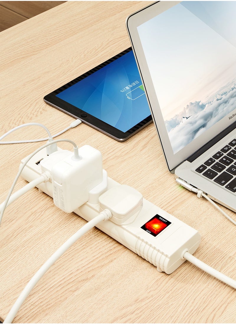 LAWAZIM - Heavy duty 3 Way Extension Cable with on/off buttons & 2 USB Port | 5 Meters | 2990W - Image 1