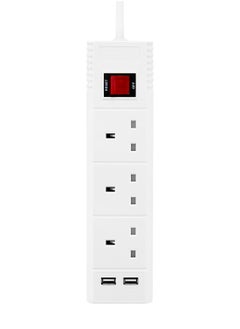 LAWAZIM Heavy duty 3 Way Extension Cable with on/off buttons & 2 USB Port | 5 Meters | 2990W  - Image 2