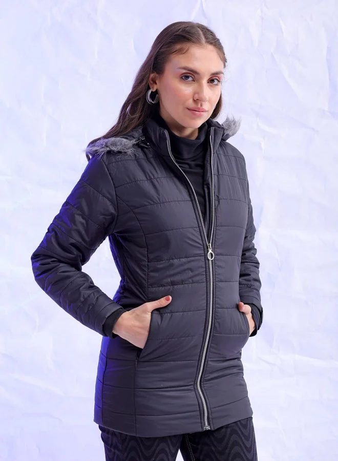 مرفوعة Women Slim Fit Solid Puffer Jacket