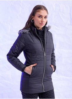 Freehand Women Slim Fit Solid Puffer Jacket  - Image 4