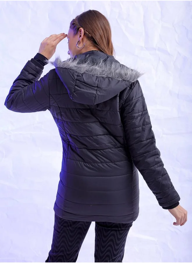Freehand Women Slim Fit Solid Puffer Jacket