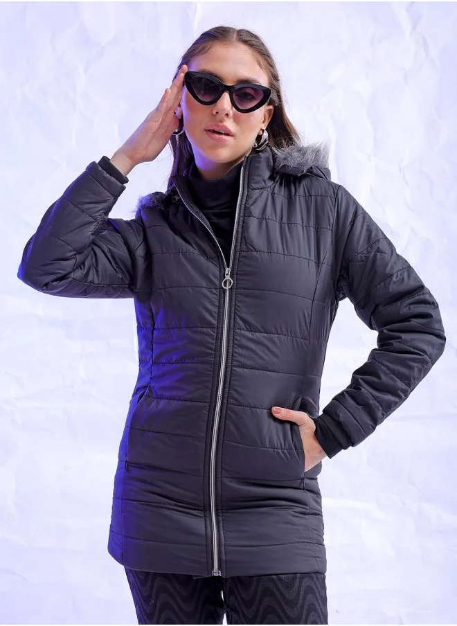 Freehand Women Slim Fit Solid Puffer Jacket
