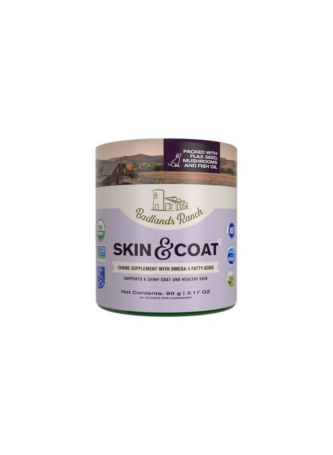 Badlands Ranch - Skin & Coat Canine Supplement w/Omega-3 Fatty Acids, Org. Ingredients, Antioxidant Topper, Nourish Coat &Paws, Joint, Support Shiny Coat & Healthy Skin by Katherine Heigl (30 Scoops) - Image 1