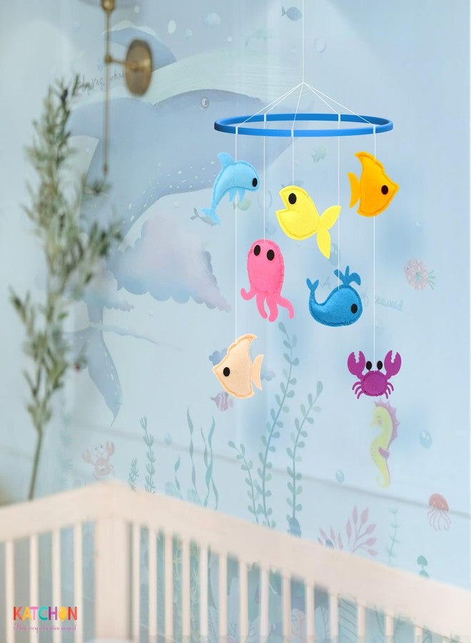 كاتشون، لعبة سرير أطفال متحركة للأولاد والبنات | لعبة سرير أطفال متحركة بطابع المحيط | ديكور بطابع المحيط | هدية عيد ميلاد وحفل استقبال مولود جديد للأولاد والبنات | ديكور معلق لغرفة نوم الأطفال - Image 4