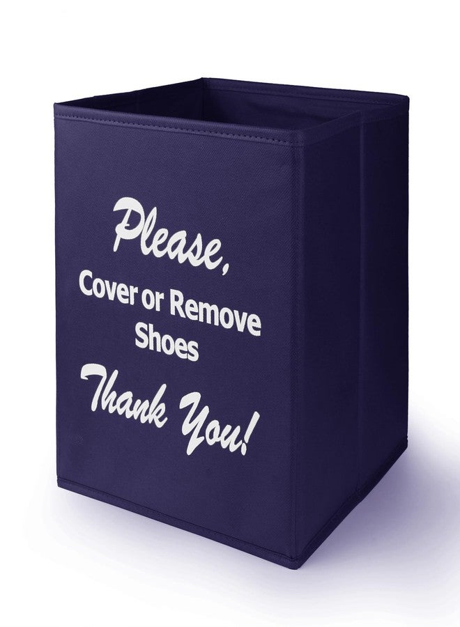 Opret Large Shoe Cover Box Blue, Real Estate Agent Supplies, Disposable Shoe Cover Dispenser Box for Open House, Please Cover or Remove Shoes, Foldable Storage Bin for Bootie - Image 1