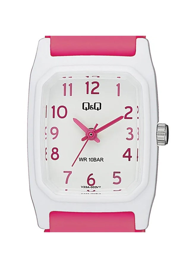 Q&Q Ladies Analog Watch V33A-003VY White Dial Pink Strap - Image 1