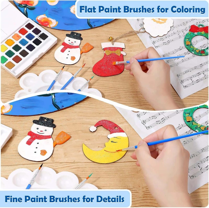 anezus Small Paint Brushes Bulk, 100 Pcs Flat and Round Pointed Brushes Craft Paint Brushes for Classroom Watercolor Canvas Face Painting - Image 4