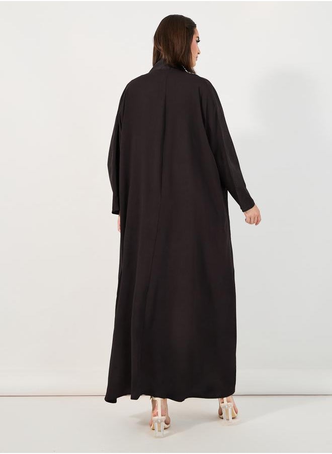 Styli Open Front Melange Abaya  - Image 4