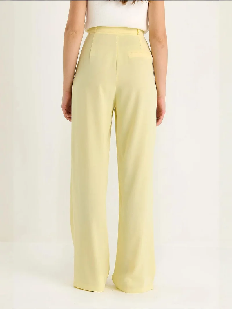 Bianco Lucci LUCCI High Waist Palazzo Pants with Button Closure