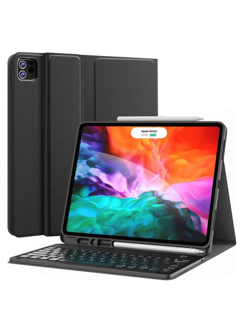 ELTRAZONE حافظة لوحة المفاتيح لجهاز iPad Pro 12.9 2020 الجيل الرابع، حافظة iPad Pro 12.9 مع لوحة مفاتيح الجيل الثالث 2018 - لاسلكية قابلة للفصل - مع حامل قلم - Image 1