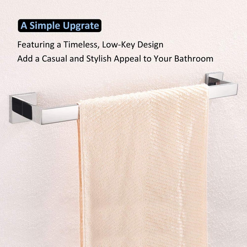 Angle Simple Bath Towel Bar 23.74", Angle Simple SUS304 Stainless Steel Bathroom Towel Holder, Shower Towel Rod, Single Towel Hanger Bar, Clothing Towel Rack for Wall, Polished Chrome - Image 3