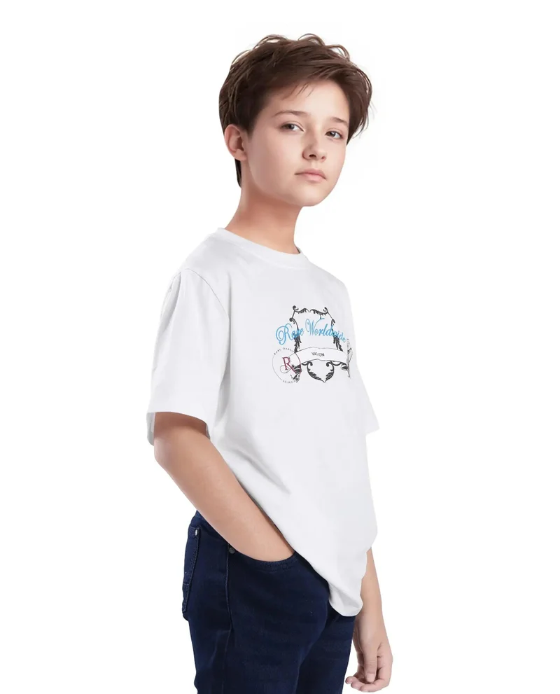 Rare Ones Rare Ones Kids Marn Off White Cotton Half Sleeve Printed Slip-On Closure Regular Fit T-Shirt
