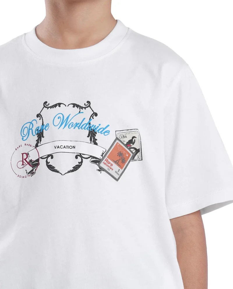 Rare Ones Rare Ones Kids Marn Off White Cotton Half Sleeve Printed Slip-On Closure Regular Fit T-Shirt