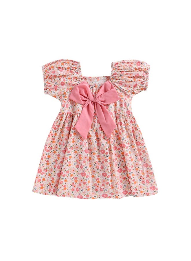 Best Quality Pink Flower Cotton Dress for Girls (Ages 1–7) | Soft, Lightweight Floral Summer Dress | Comfortable & Stylish Toddler Party Outfit - Image 5