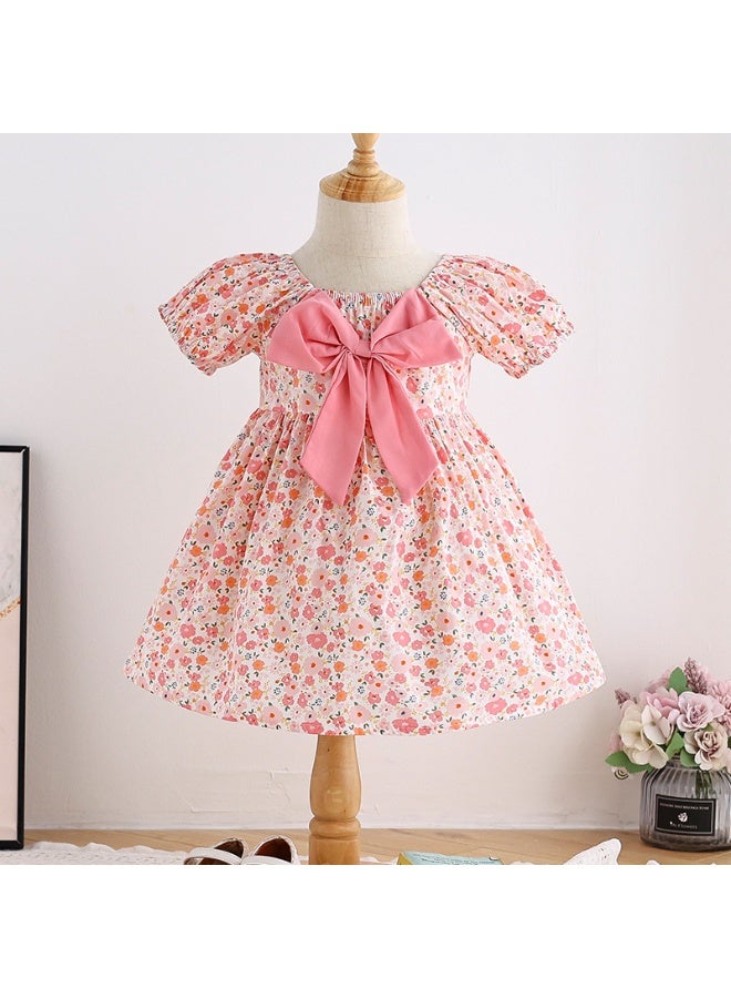 Best Quality Pink Flower Cotton Dress for Girls (Ages 1–7) | Soft, Lightweight Floral Summer Dress | Comfortable & Stylish Toddler Party Outfit - Image 1
