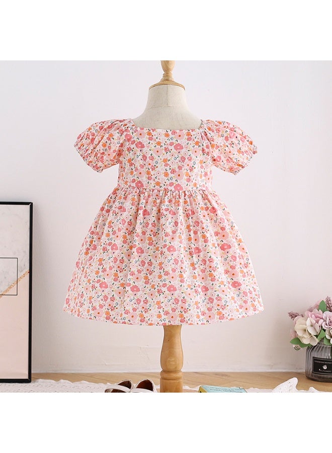 Best Quality Pink Flower Cotton Dress for Girls (Ages 1–7) | Soft, Lightweight Floral Summer Dress | Comfortable & Stylish Toddler Party Outfit - Image 4