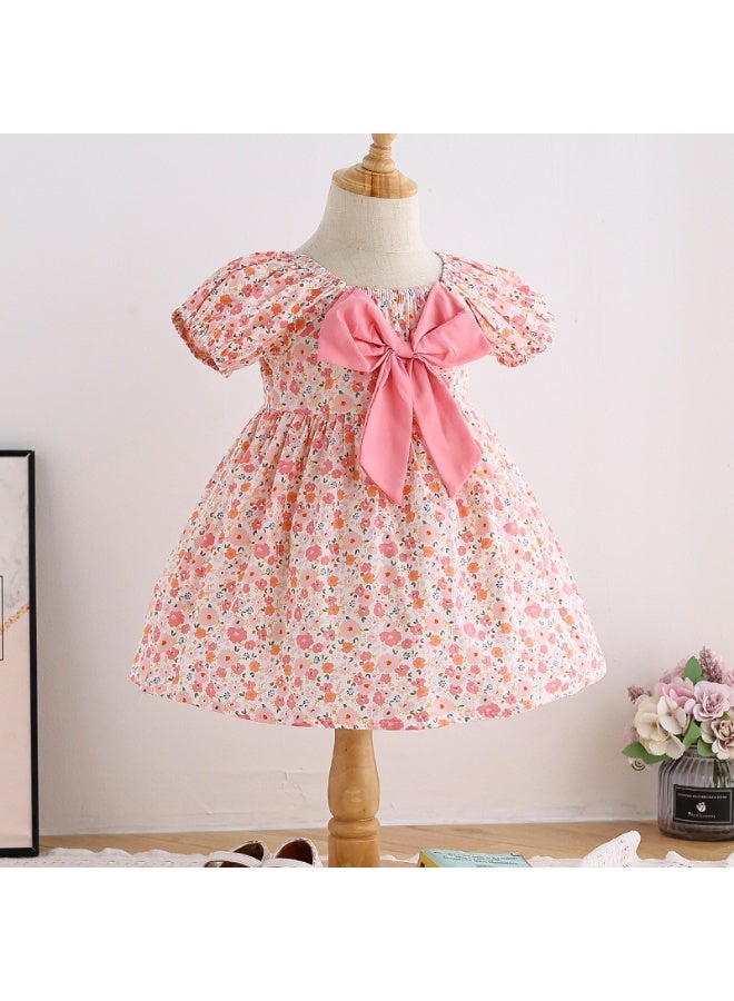 Best Quality Pink Flower Cotton Dress for Girls (Ages 1–7) | Soft, Lightweight Floral Summer Dress | Comfortable & Stylish Toddler Party Outfit - Image 2