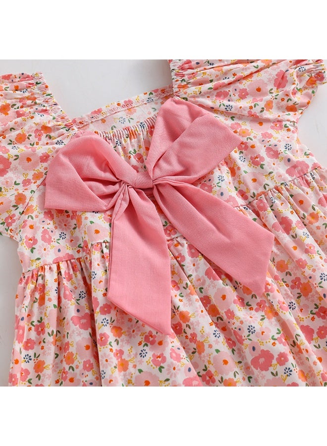 Best Quality Pink Flower Cotton Dress for Girls (Ages 1–7) | Soft, Lightweight Floral Summer Dress | Comfortable & Stylish Toddler Party Outfit - Image 3