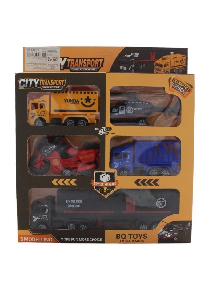 Toy Box - Toy Big Vehicle Transport Set for kids playing Cars Gift Box 5 Pcs - Image 1