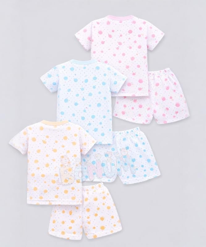 BONUM Baby's Boy's Girl's 100% Cotton Button Shirt with Short Pant Set of 3 Half Sleeves New Born Baby Clothes - Image 3