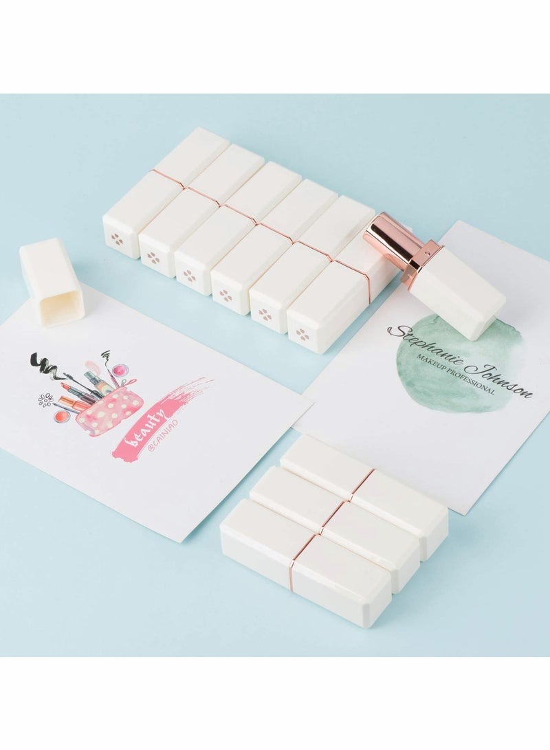 Excefore White Empty Lipstick Tubes DIY Lip Balm Container (Square Tube) 10Pcs - Image 4