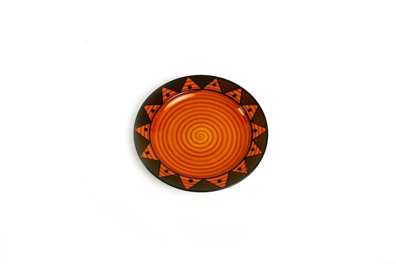 Caffeine Ceramic Handmade Stoneware Brown Surya Print Dinner Plates 10 inch Set of 6 Ceramic Plates for Dinner (Microwave & Dishwasher Safe) - Image 4