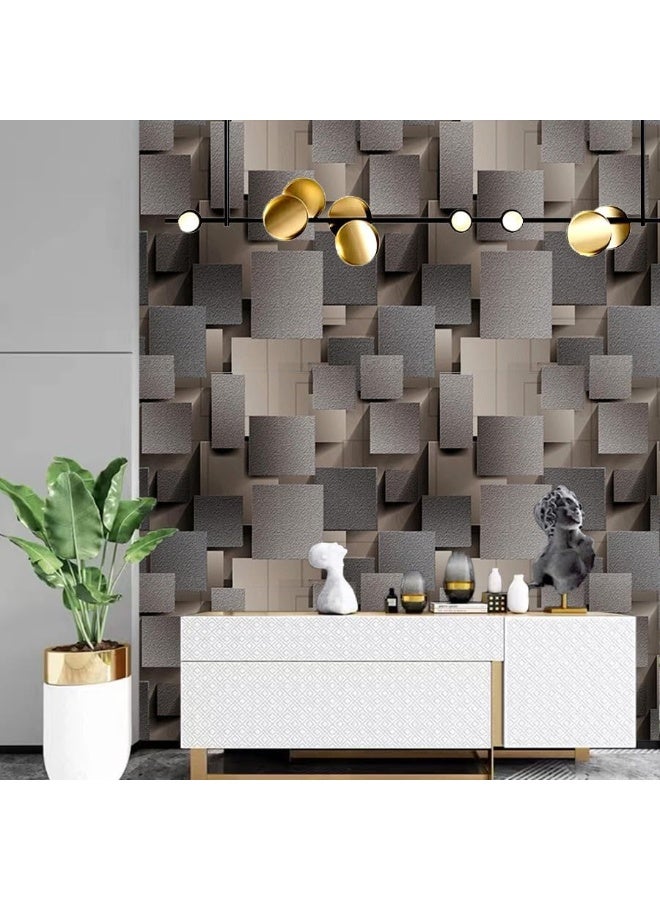 شاربدو ورق حائط رمادي ثلاثي الأبعاد مربع الشكل لتزيين الشرفة والمنزل وخلفية الحائط وورق حائط PVC - Image 2