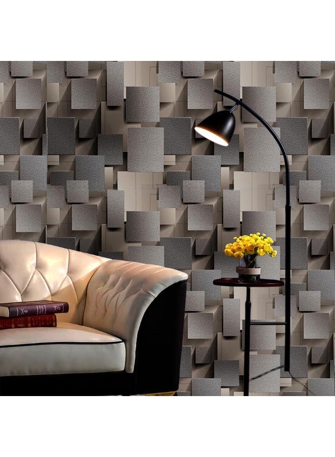 شاربدو ورق حائط رمادي ثلاثي الأبعاد مربع الشكل لتزيين الشرفة والمنزل وخلفية الحائط وورق حائط PVC - Image 3