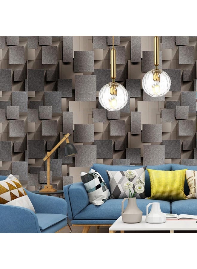 شاربدو ورق حائط رمادي ثلاثي الأبعاد مربع الشكل لتزيين الشرفة والمنزل وخلفية الحائط وورق حائط PVC - Image 4